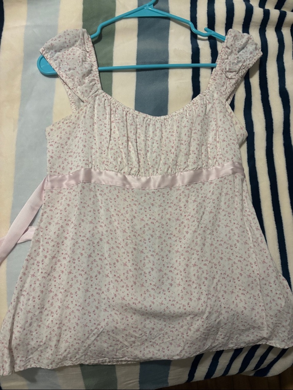 Hollister Light Pink Floral Ribbon-Trim Sundress